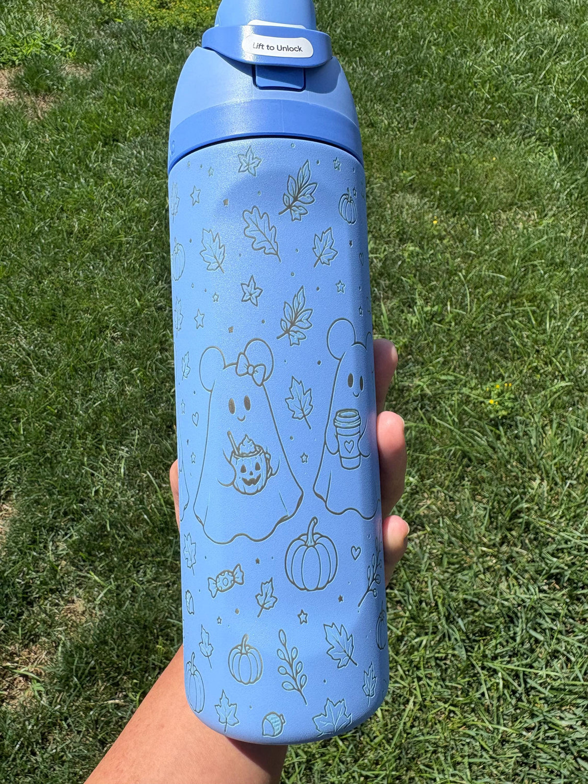 Engraved Owala Tumbler | Ghost Pumpkin Fall Design (24oz/32oz)