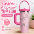 Custom Engraved Kitty Tumbler, 20 oz Ashland Cup with Handle, Personalized Name