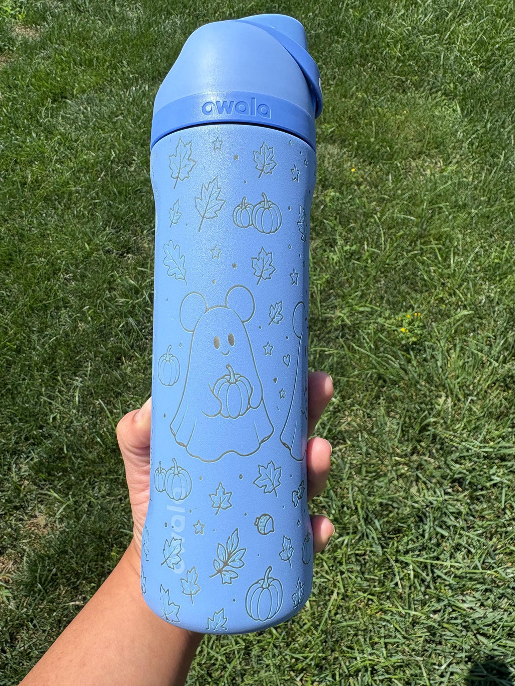 Engraved Owala Tumbler | Ghost Pumpkin Fall Design (24oz/32oz)