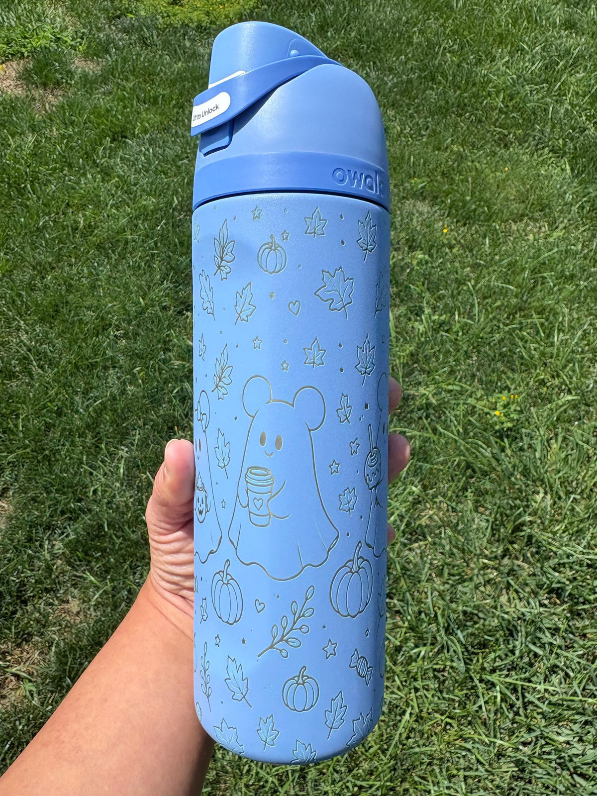 Engraved Owala Tumbler | Ghost Pumpkin Fall Design (24oz/32oz)