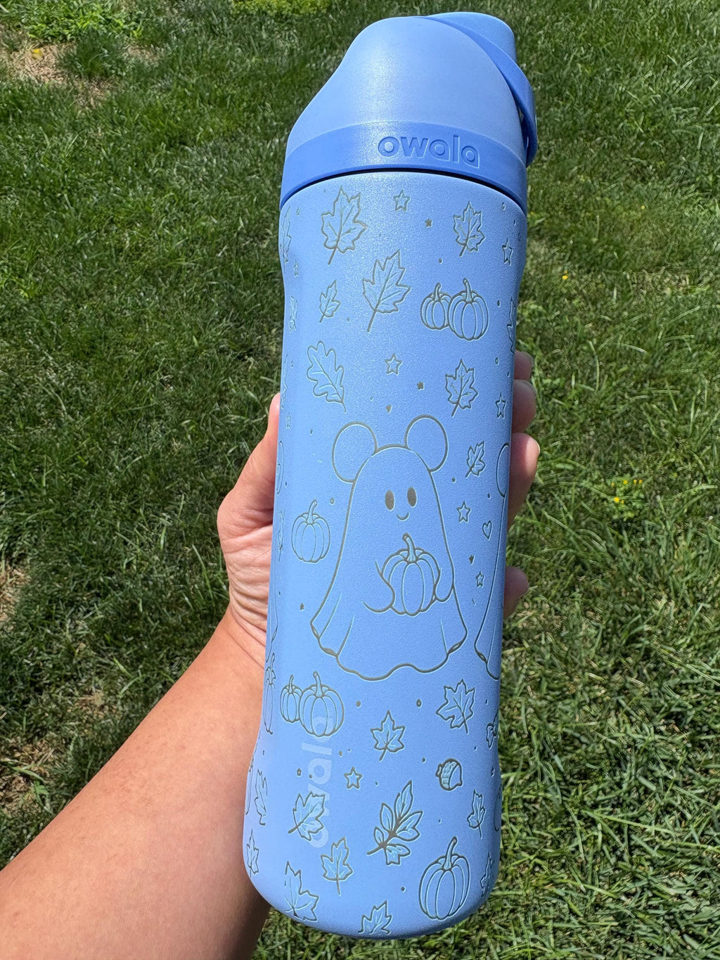 Engraved Owala Tumbler | Ghost Pumpkin Fall Design (24oz/32oz)