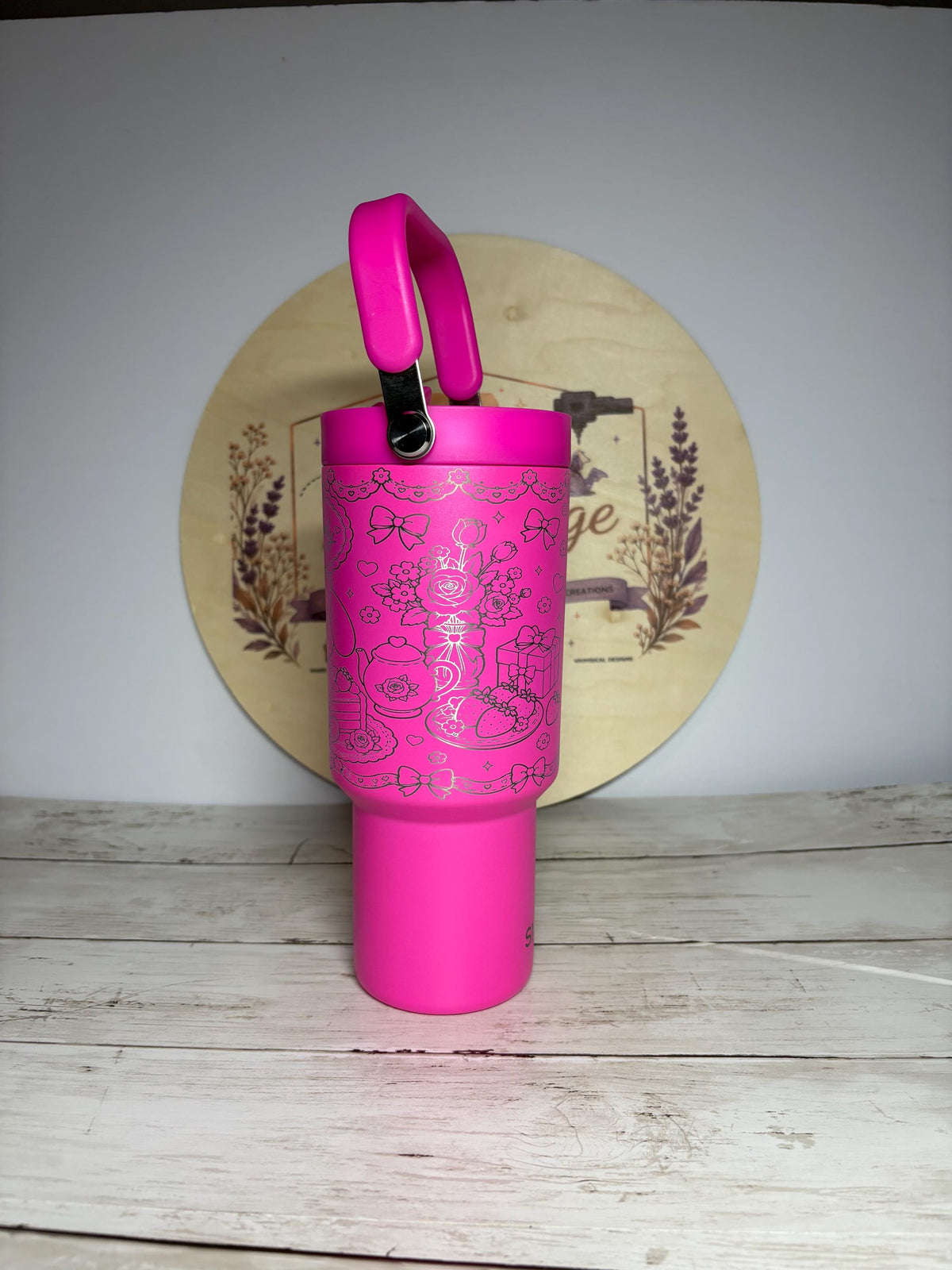 My Melody Engraved Tumbler | Pink 40oz Cup with Handle | Cute Kawaii Tumbler | Personalized Gift | Engraved Character Cup