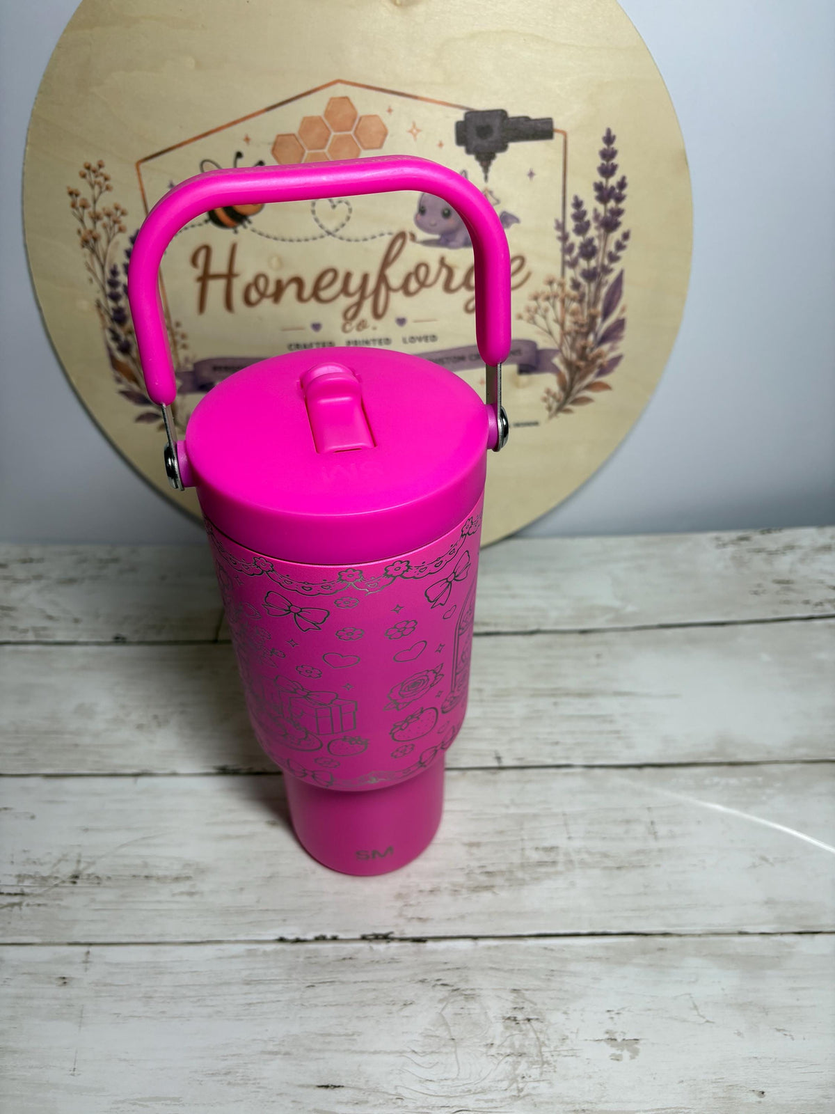 My Melody Engraved Tumbler | Pink 40oz Cup with Handle | Cute Kawaii Tumbler | Personalized Gift | Engraved Character Cup