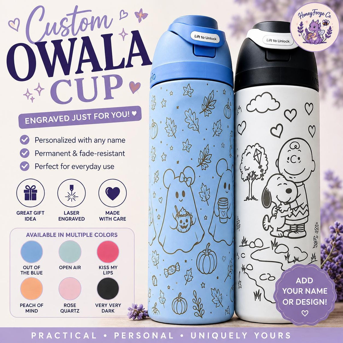Custom Engraved Owala FreeSip Tumbler | Personalized Laser Engraved Water Bottle (24oz, 32oz)