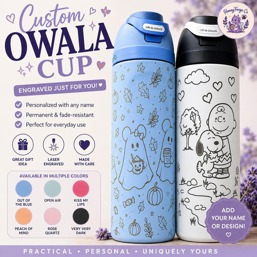 Custom Engraved Owala FreeSip Tumbler | Personalized Laser Engraved Water Bottle (24oz, 32oz)
