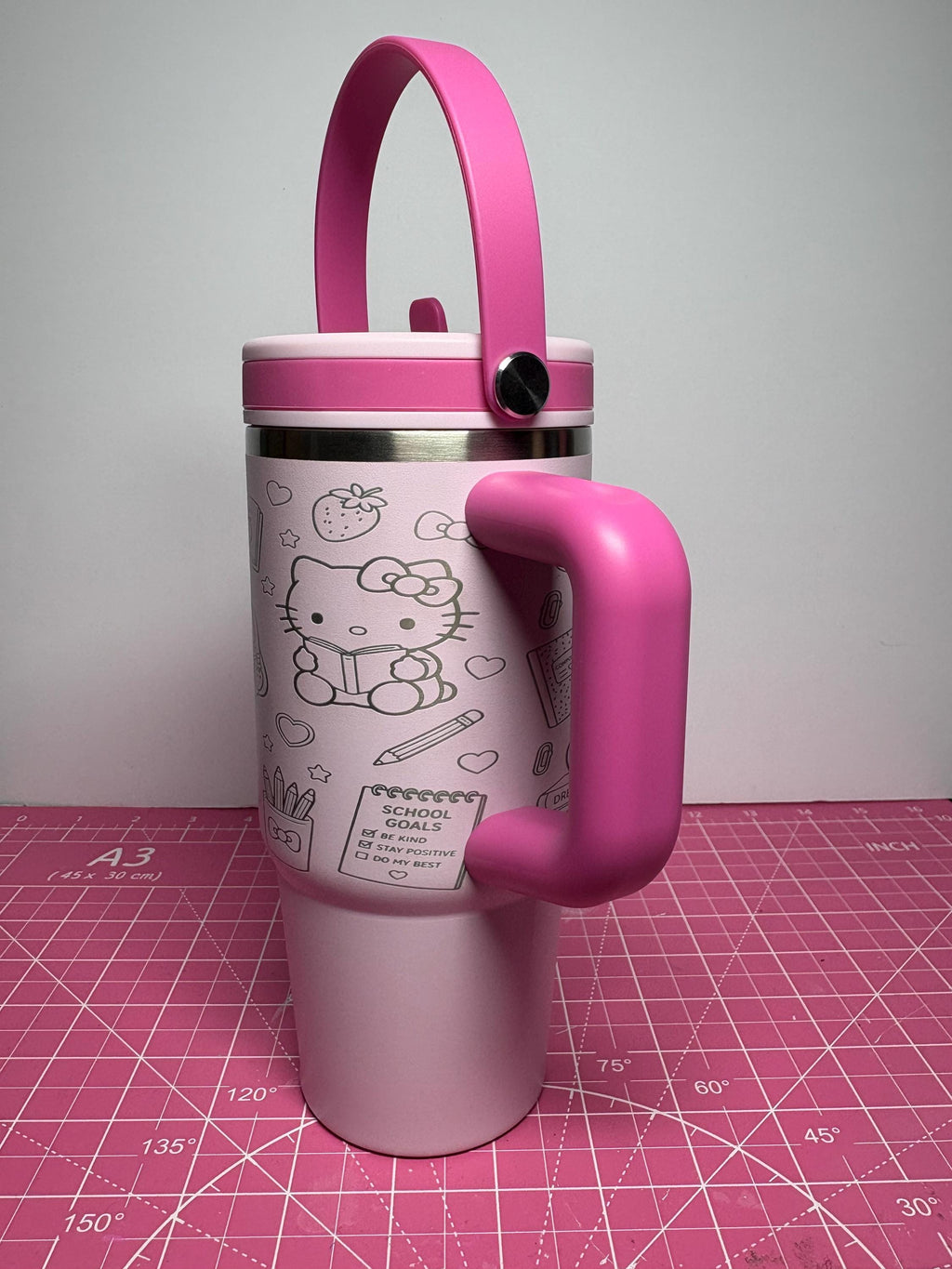 Custom Engraved Kitty Tumbler, 20 oz Ashland Cup with Handle, Personalized Name