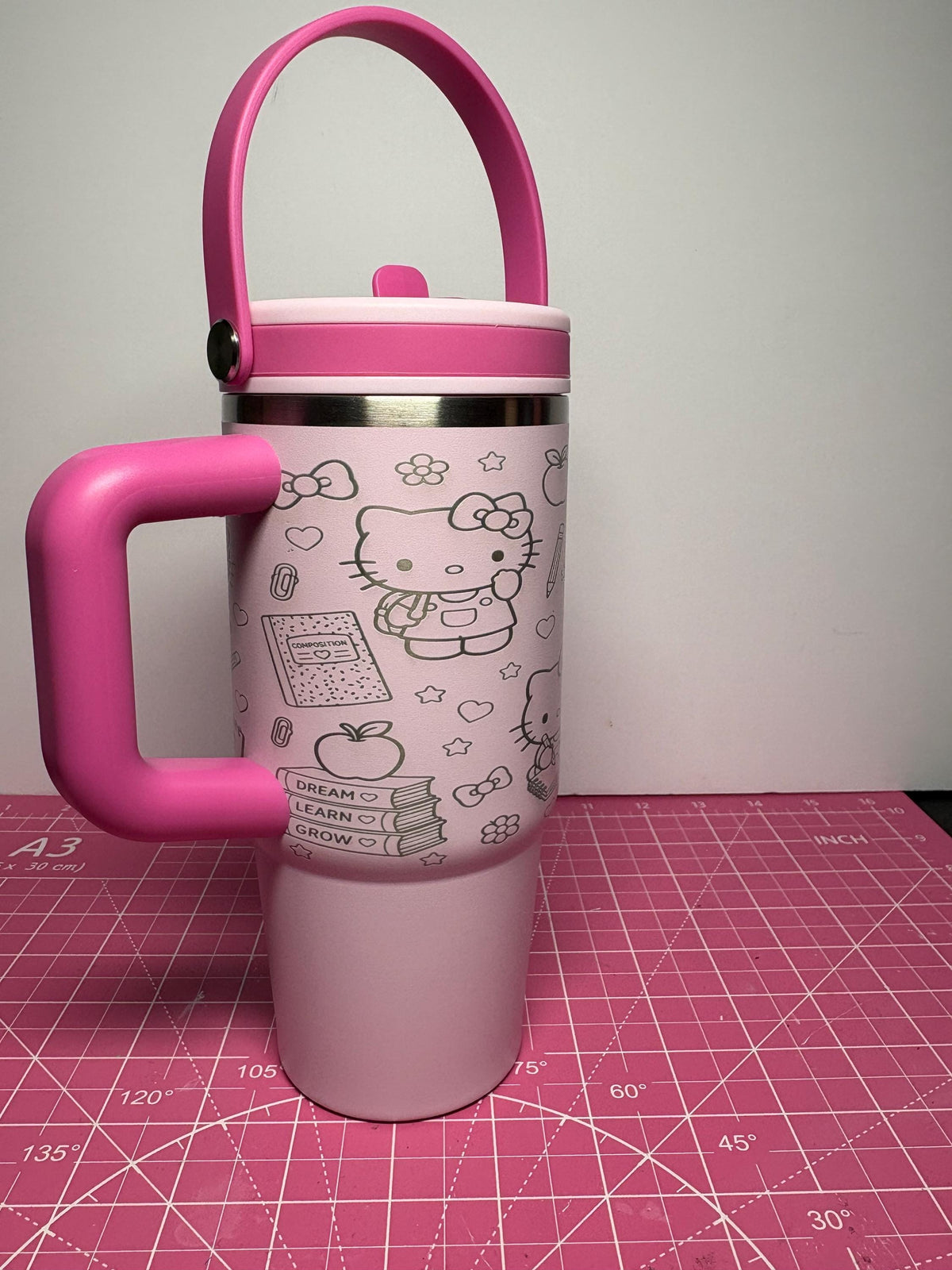 Custom Engraved Kitty Tumbler, 20 oz Ashland Cup with Handle, Personalized Name