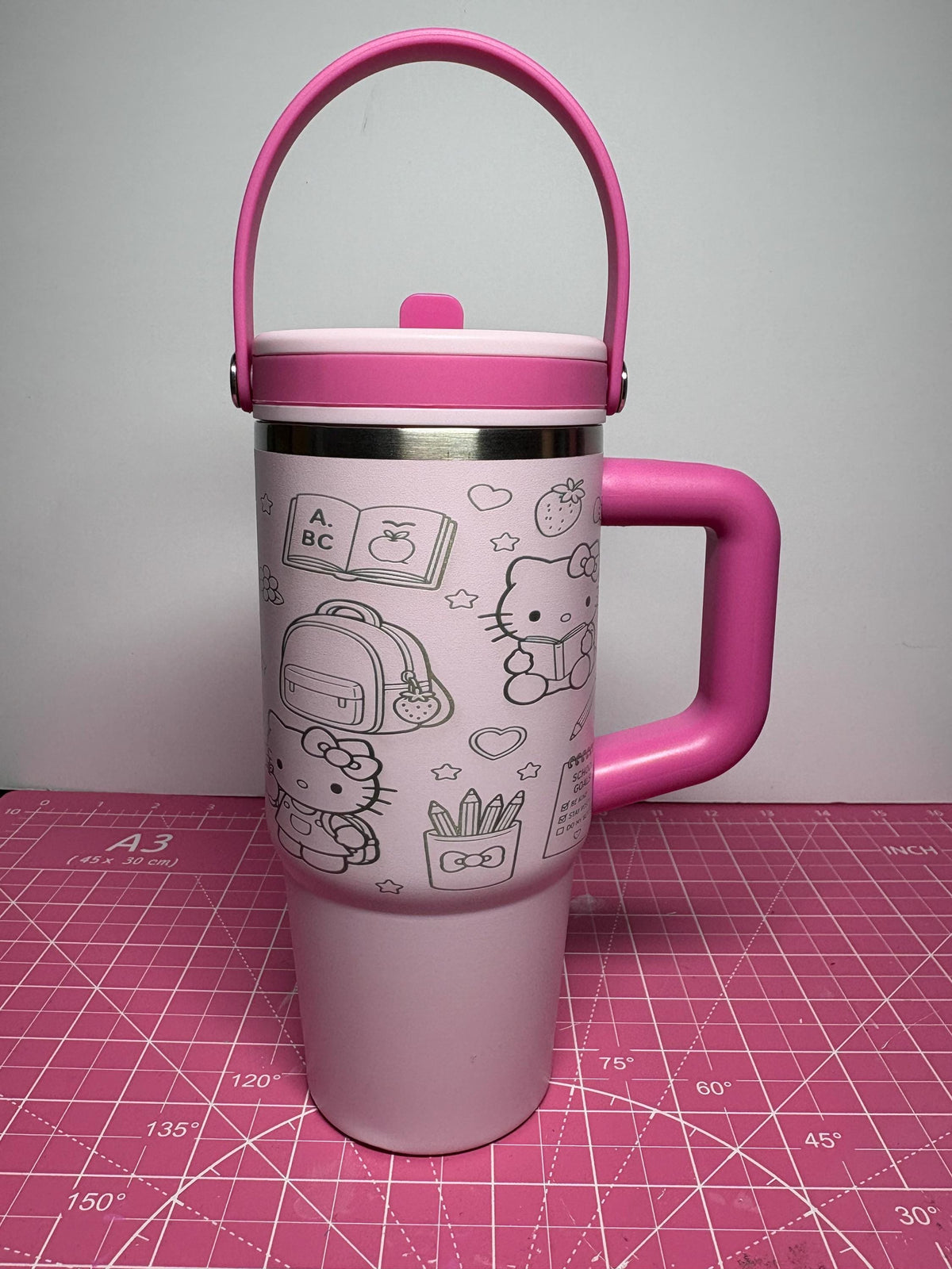 Custom Engraved Kitty Tumbler, 20 oz Ashland Cup with Handle, Personalized Name