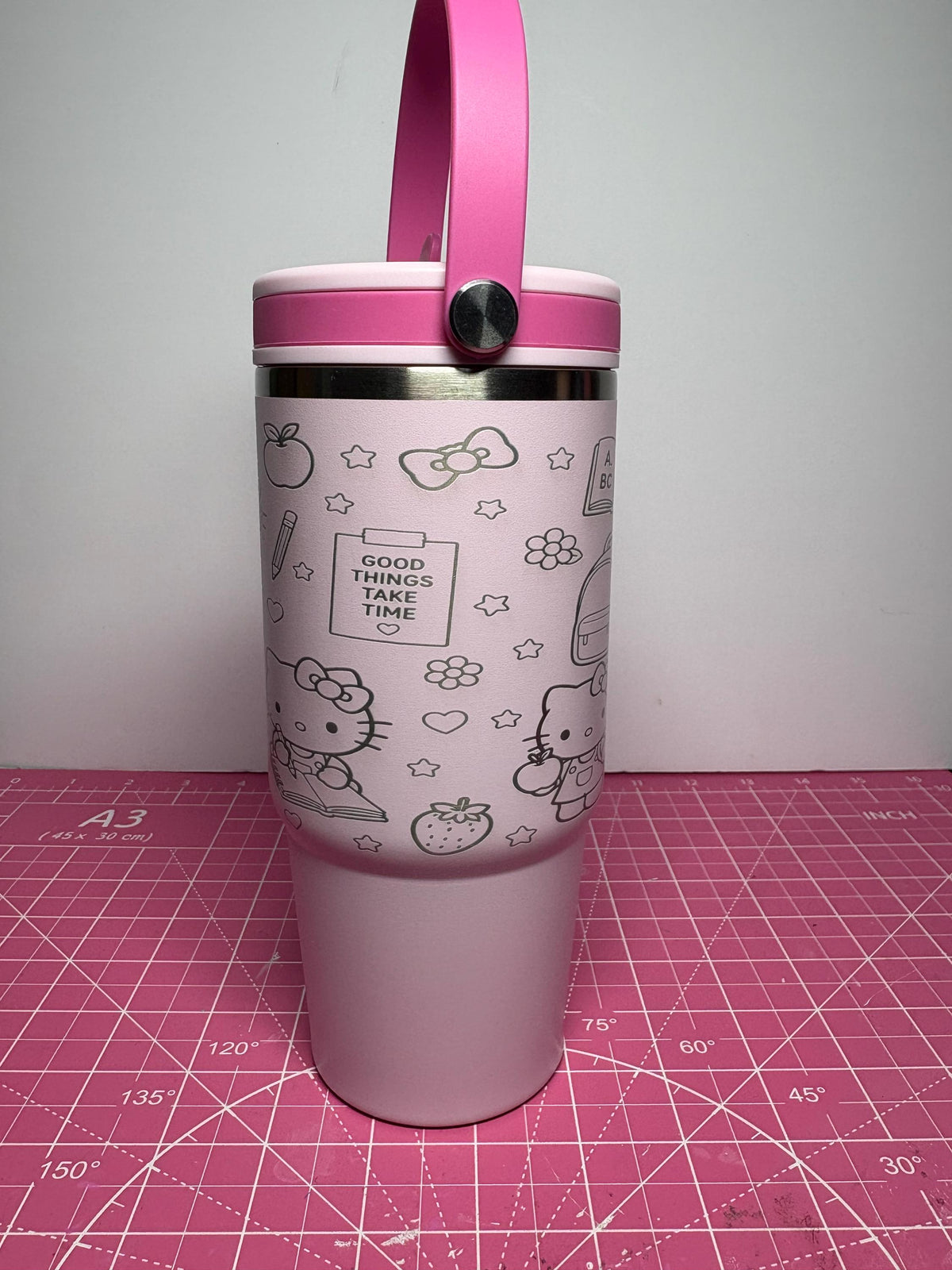 Custom Engraved Kitty Tumbler, 20 oz Ashland Cup with Handle, Personalized Name
