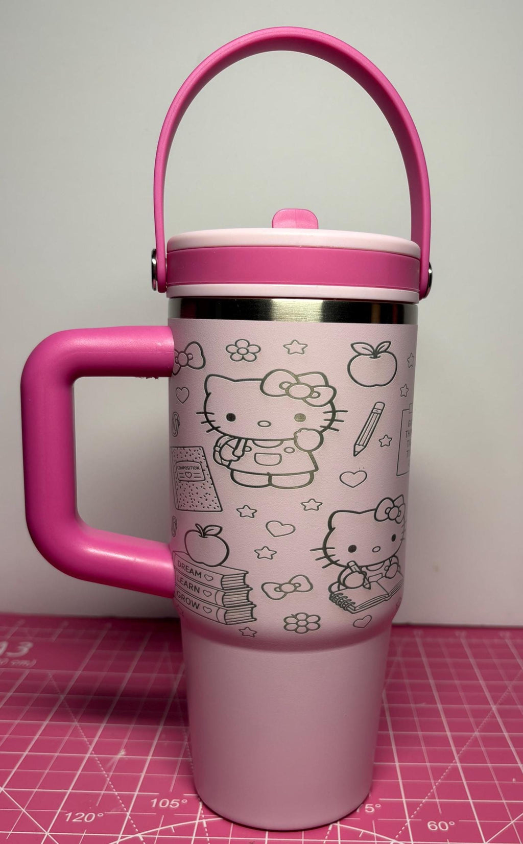 Custom Engraved Kitty Tumbler, 20 oz Ashland Cup with Handle, Personalized Name