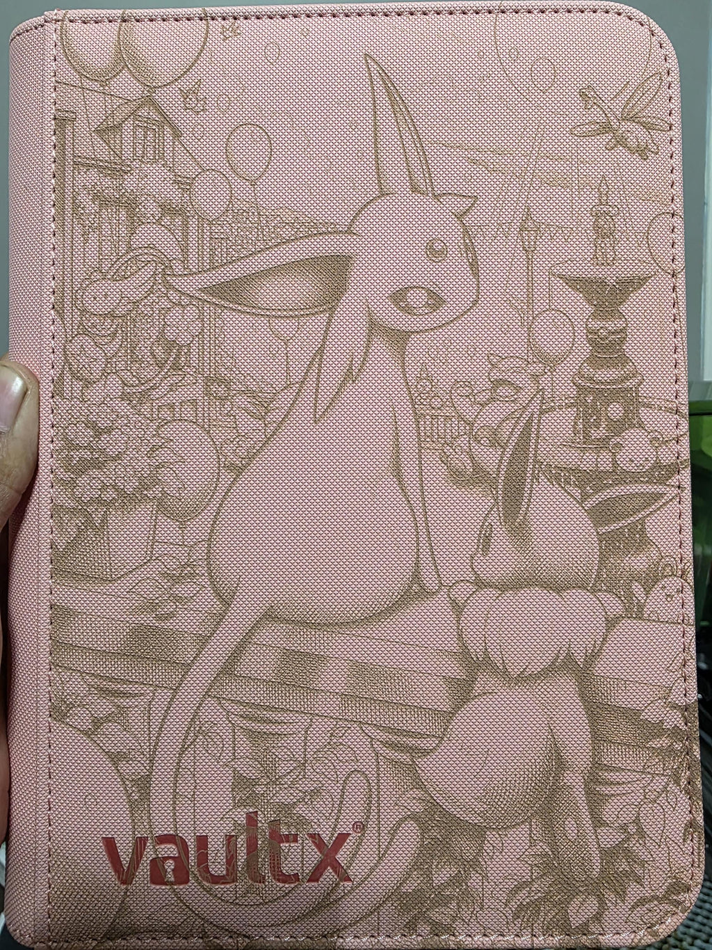 Laser Engraved Espeon Inspired Trading Card Binder | Pink Eeveelution TCG Album | Collector Gift