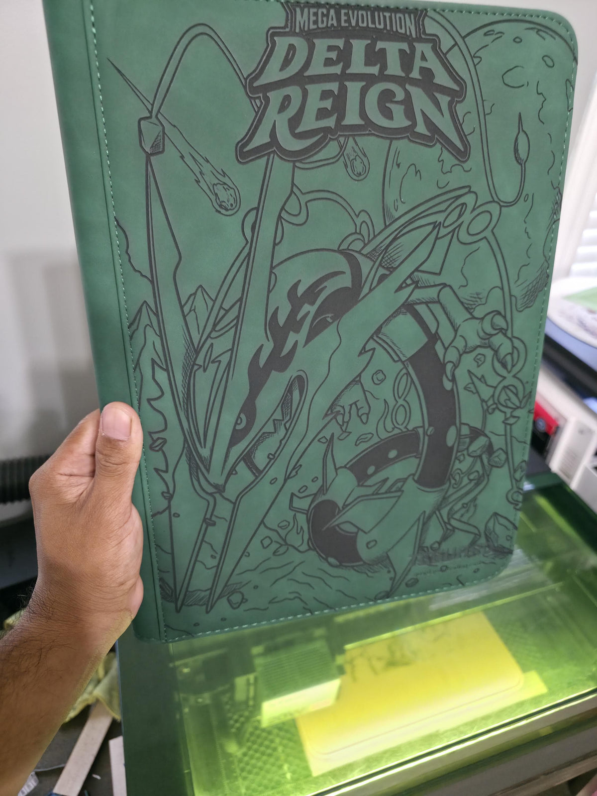 Mega Rayquaza Delta Reign Binder | Laser Engraved Pokémon Card Binder | TCGGuard 9 Pocket or Morabto Toploader Binder