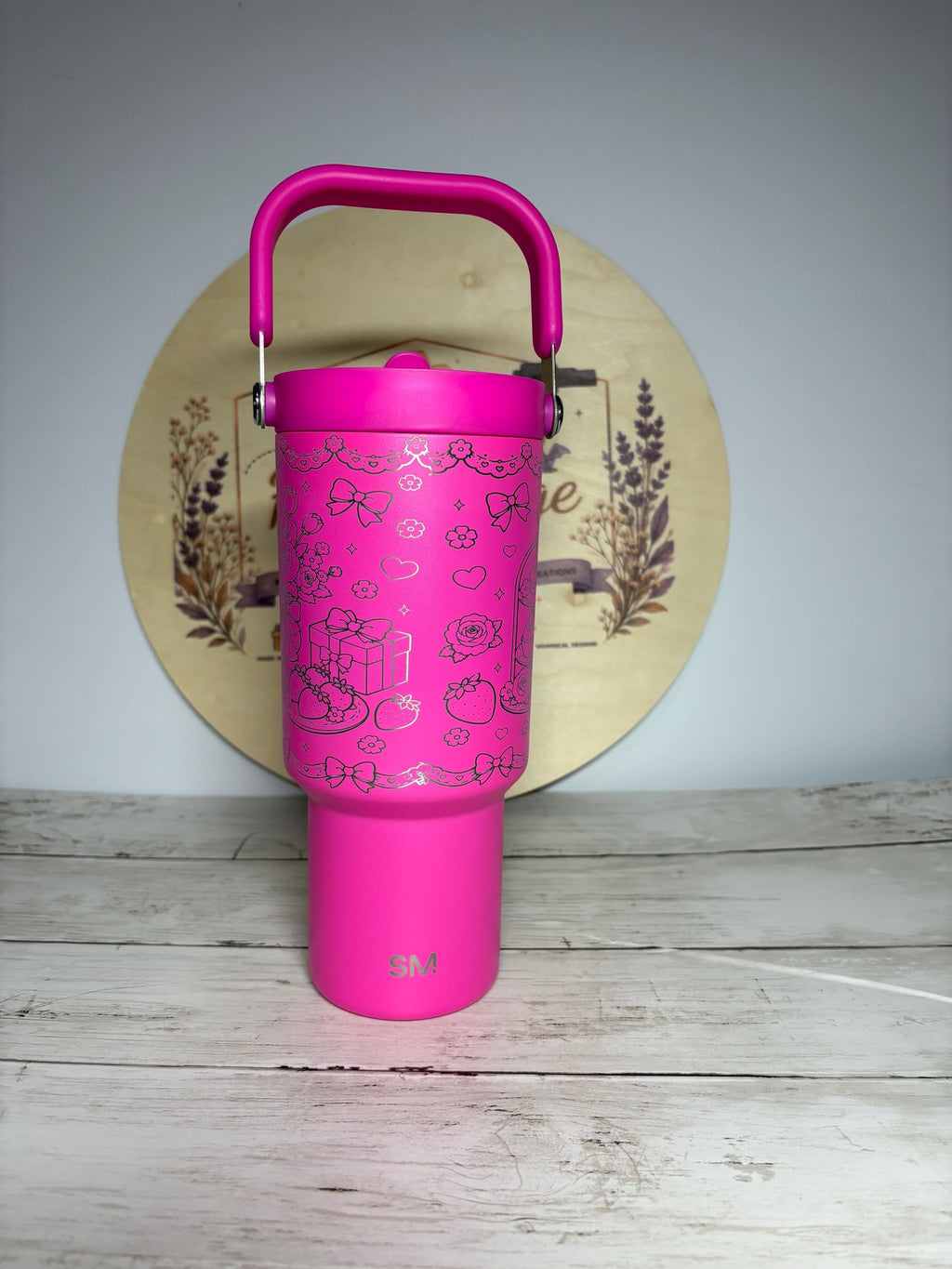 My Melody Engraved Tumbler | Pink 40oz Cup with Handle | Cute Kawaii Tumbler | Personalized Gift | Engraved Character Cup