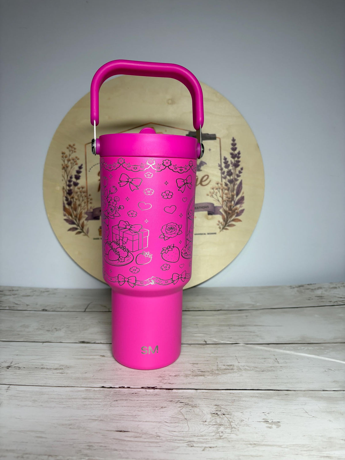 My Melody Engraved Tumbler | Pink 40oz Cup with Handle | Cute Kawaii Tumbler | Personalized Gift | Engraved Character Cup