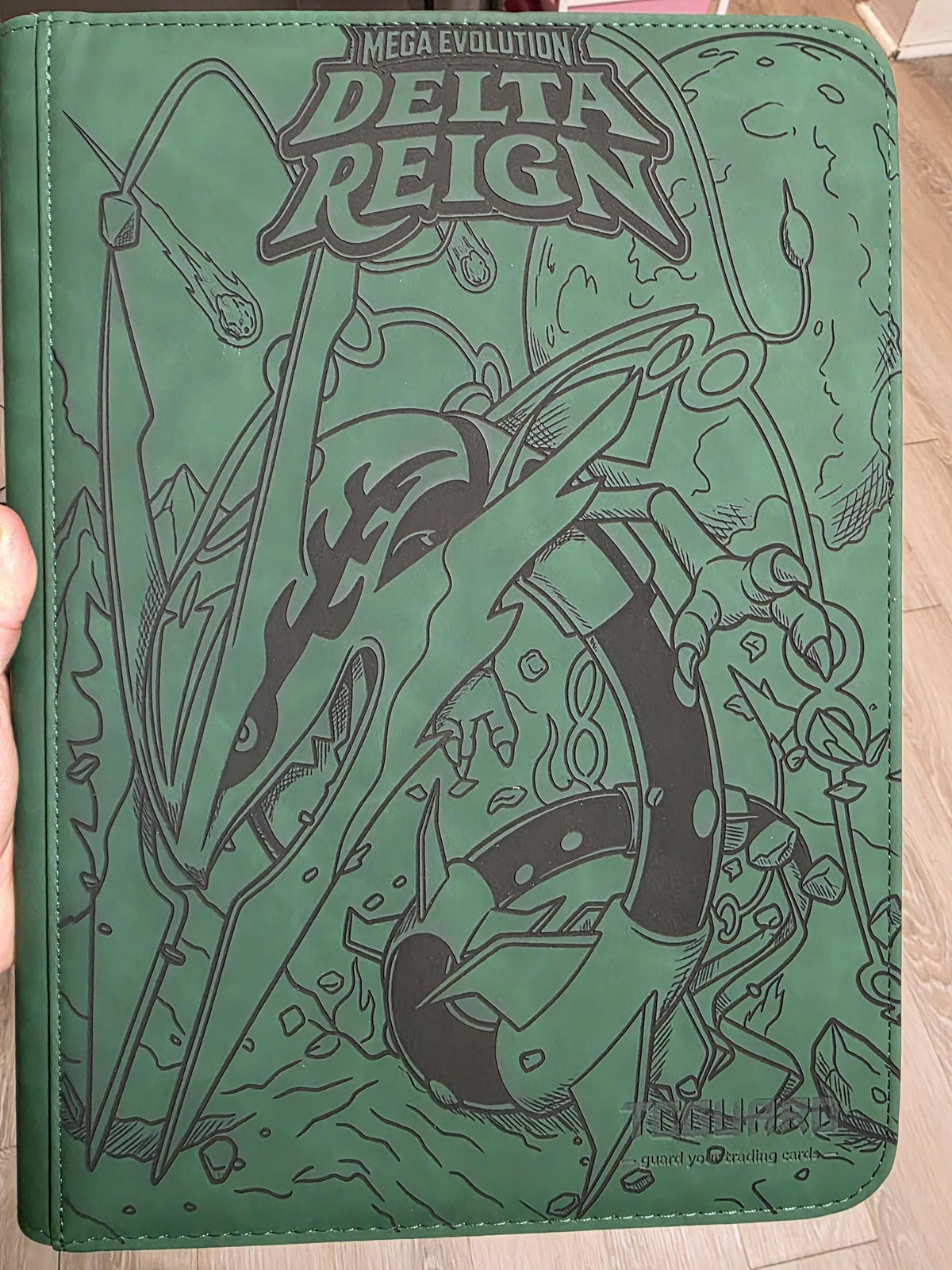 Mega Rayquaza Delta Reign Binder | Laser Engraved Pokémon Card Binder | TCGGuard 9 Pocket or Morabto Toploader Binder