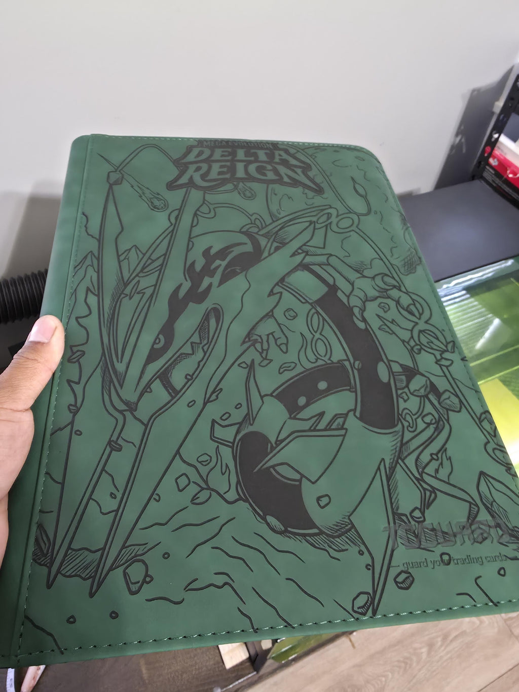 Mega Rayquaza Delta Reign Binder | Laser Engraved Pokémon Card Binder | TCGGuard 9 Pocket or Morabto Toploader Binder