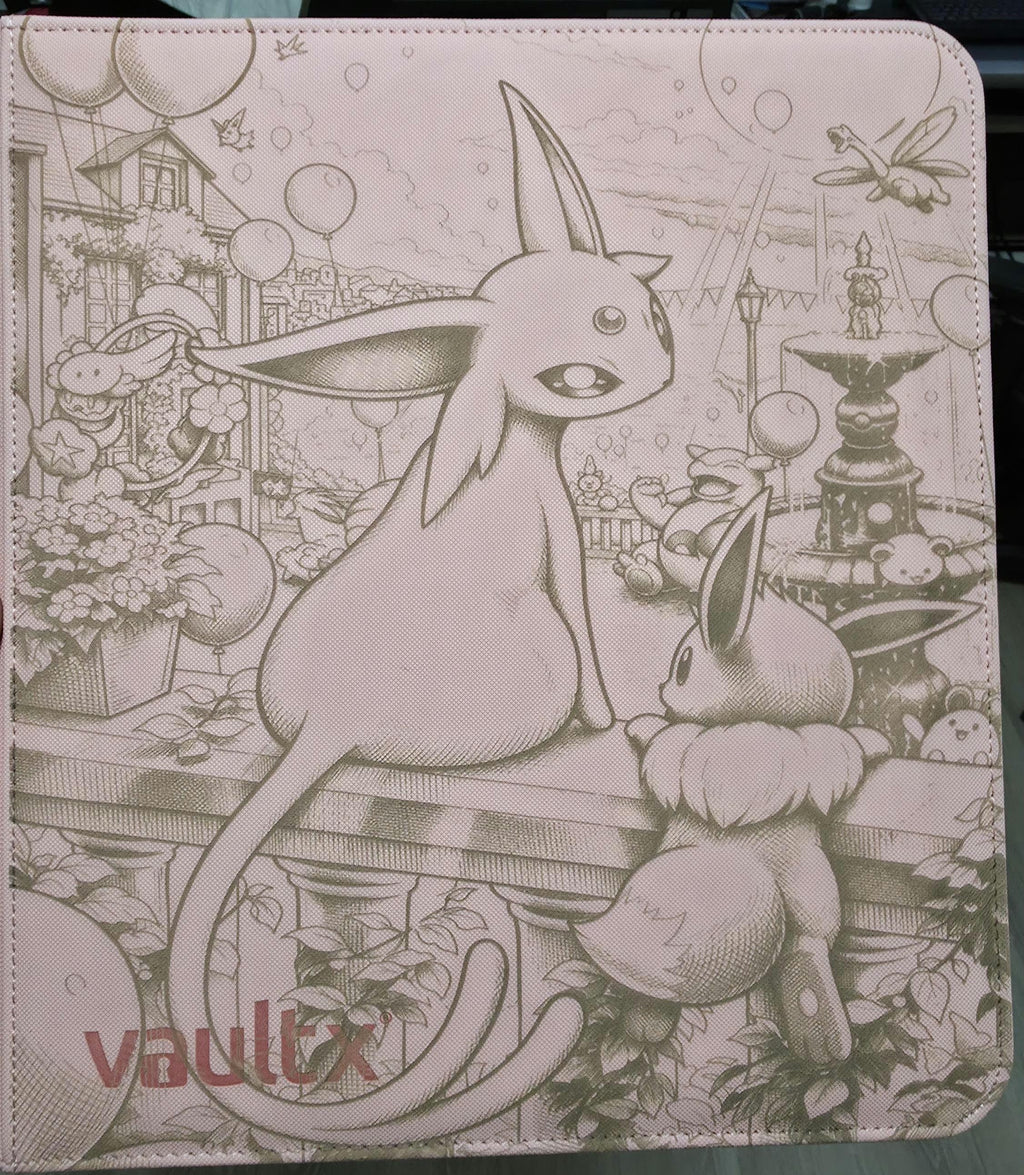 Laser Engraved Espeon Inspired Trading Card Binder | Pink Eeveelution TCG Album | Collector Gift