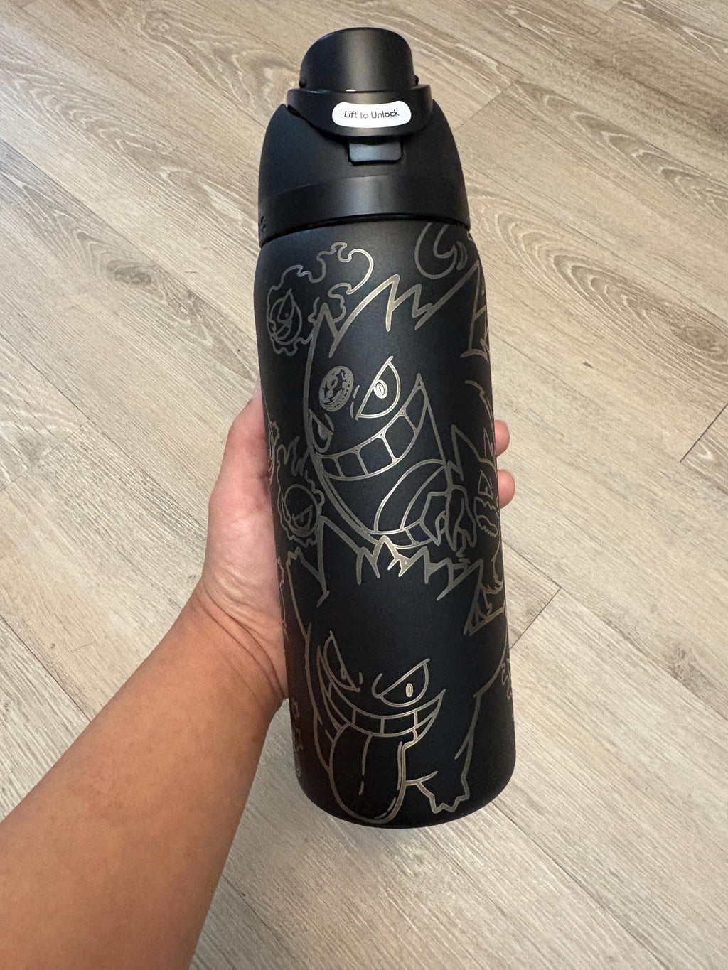Gengar Engraved Owala Bottle | Ghost Pokémon Inspired Water Bottle | Full Wrap Laser Engraved Tumbler | Pokémon Gift