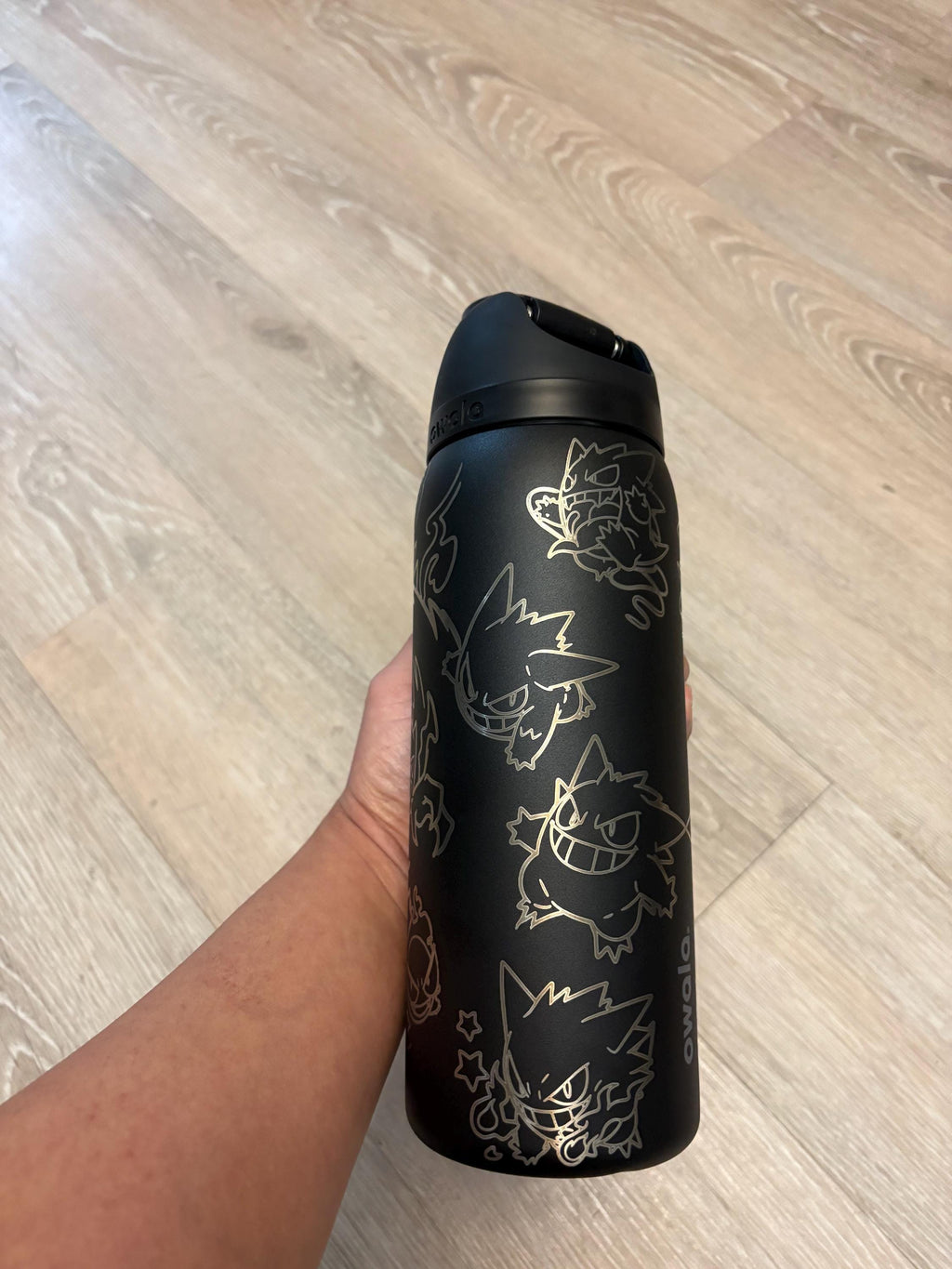 Gengar Engraved Owala Bottle | Ghost Pokémon Inspired Water Bottle | Full Wrap Laser Engraved Tumbler | Pokémon Gift