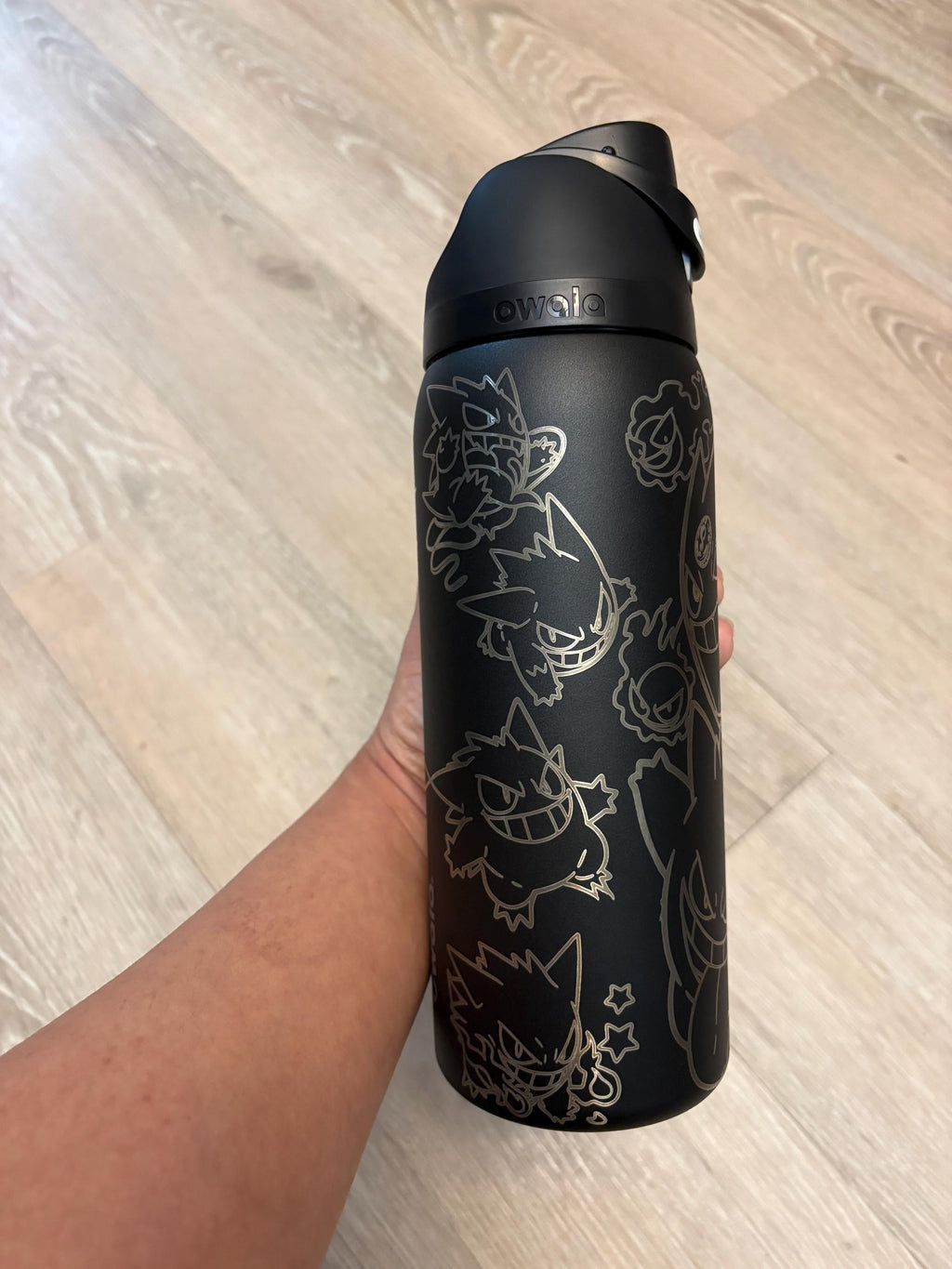 Gengar Engraved Owala Bottle | Ghost Pokémon Inspired Water Bottle | Full Wrap Laser Engraved Tumbler | Pokémon Gift