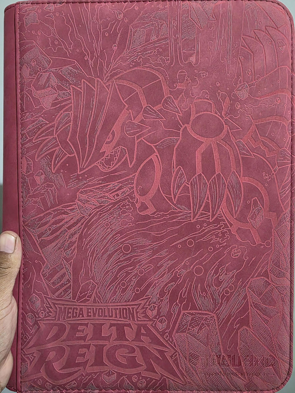 Groudon Delta Reign Pokémon Card(Sleeved) Binder | Laser Engraved Wine Red TCGGuard 9 Pocket Binder | Pokémon Collector Gift