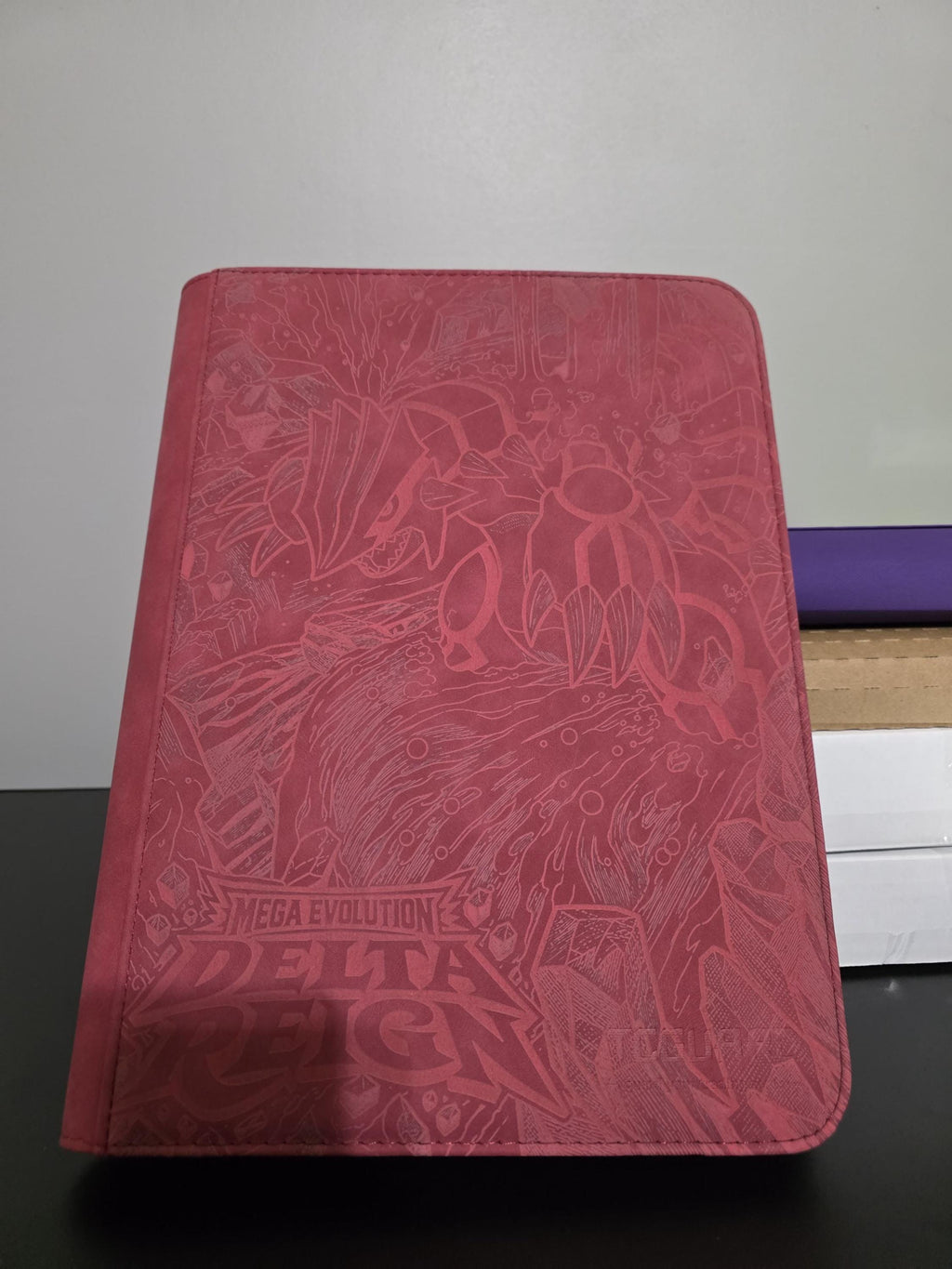 Groudon Delta Reign Pokémon Card(Sleeved) Binder | Laser Engraved Wine Red TCGGuard 9 Pocket Binder | Pokémon Collector Gift