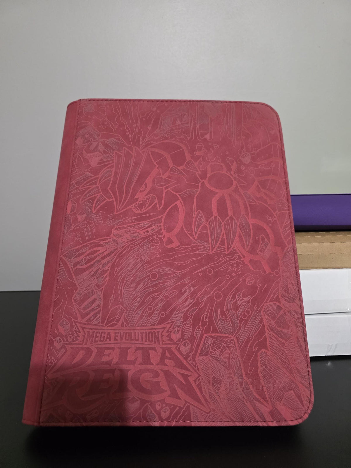 Groudon Delta Reign Pokémon Card(Sleeved) Binder | Laser Engraved Wine Red TCGGuard 9 Pocket Binder | Pokémon Collector Gift