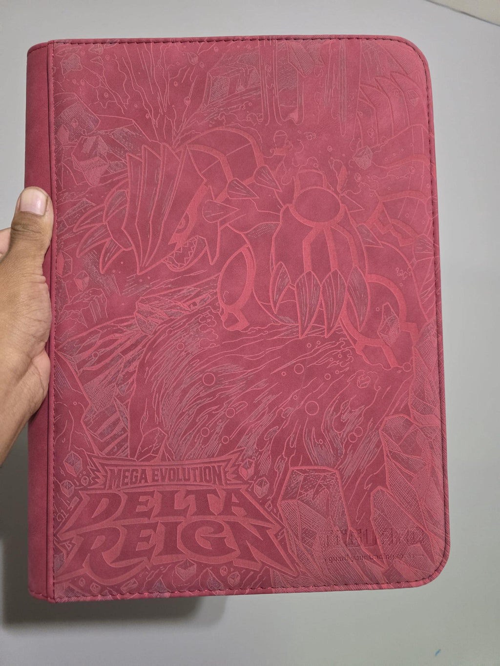 Groudon Delta Reign Pokémon Card(Sleeved) Binder | Laser Engraved Wine Red TCGGuard 9 Pocket Binder | Pokémon Collector Gift