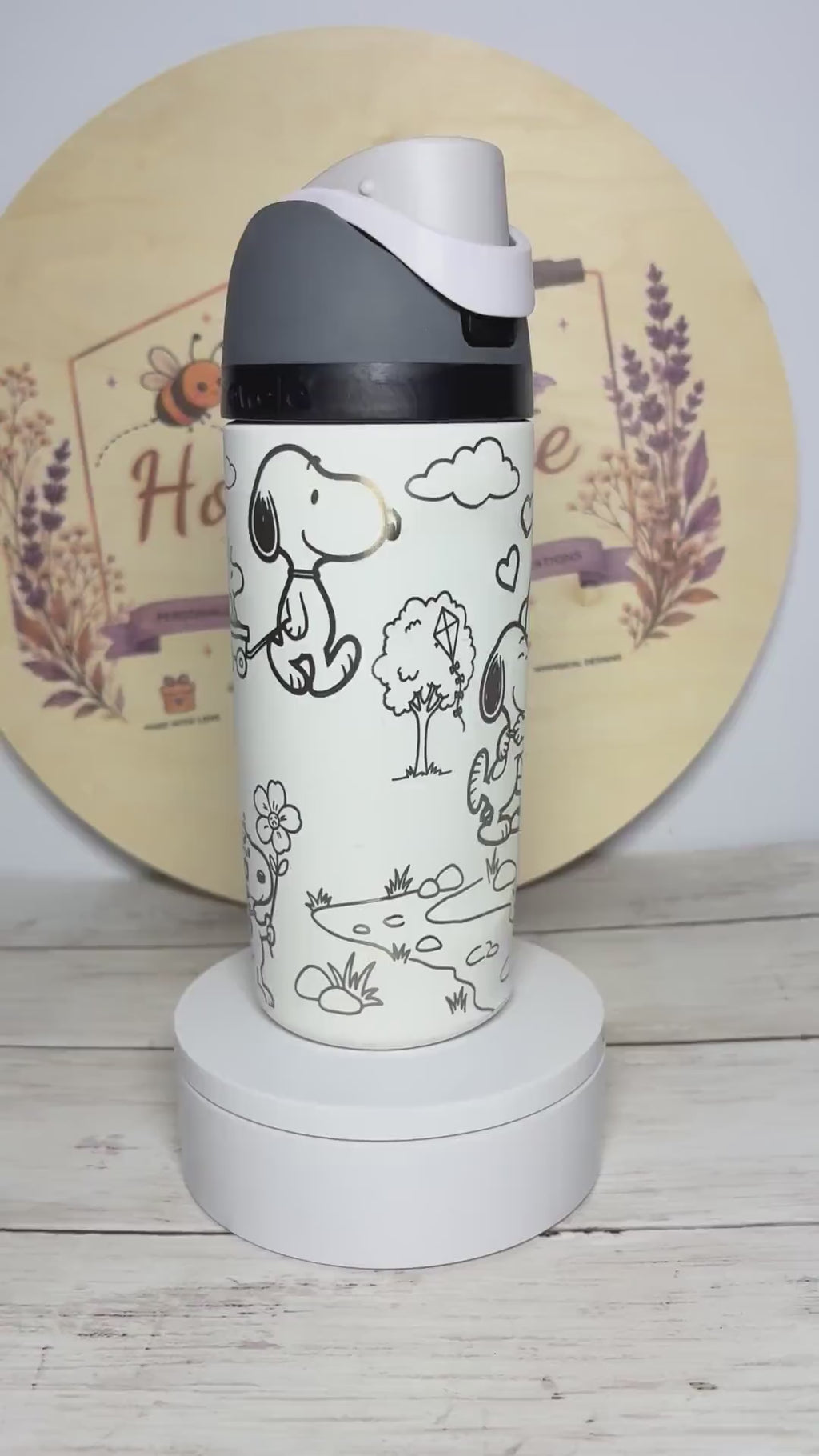 Peanuts Inspired Water Bottle | Laser Engraved Gift | Custom Name