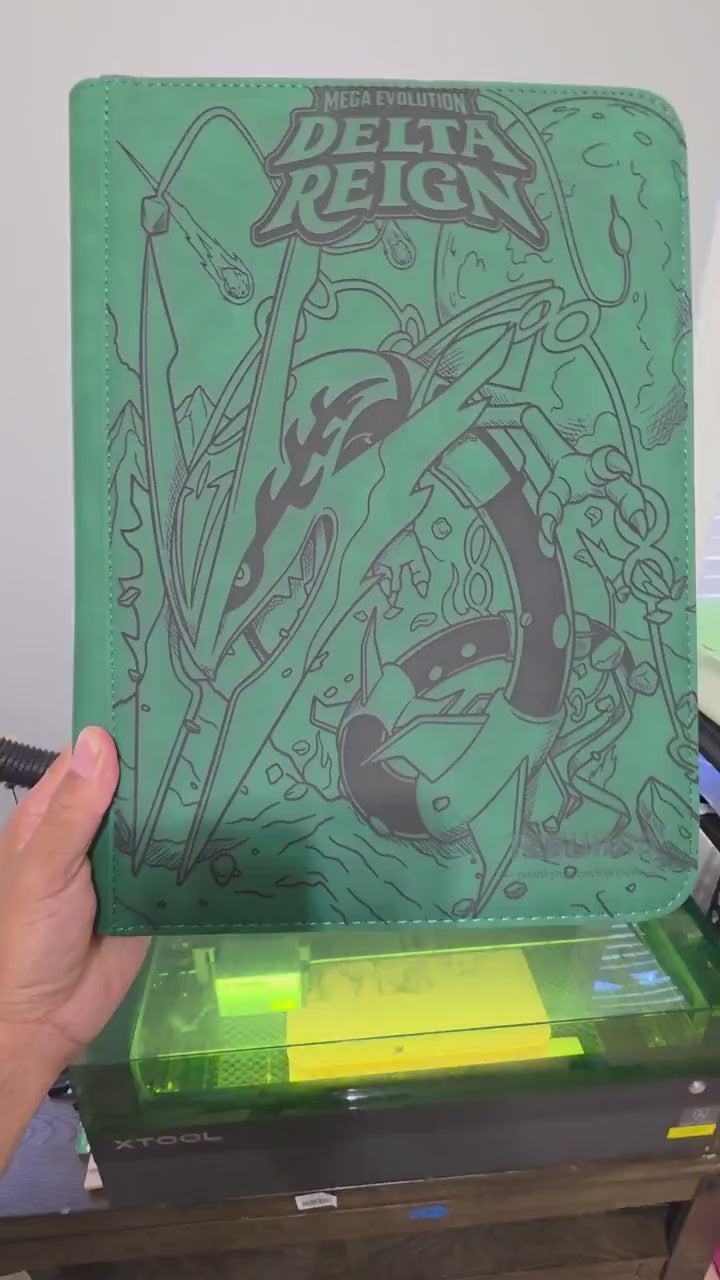 Mega Rayquaza Delta Reign Binder | Laser Engraved Pokémon Card Binder | TCGGuard 9 Pocket or Morabto Toploader Binder