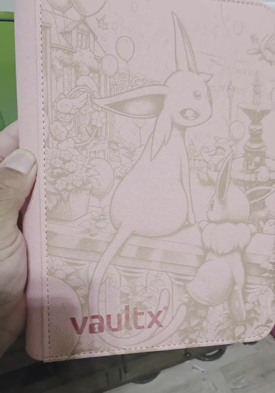 Laser Engraved Espeon Inspired Trading Card Binder | Pink Eeveelution TCG Album | Collector Gift