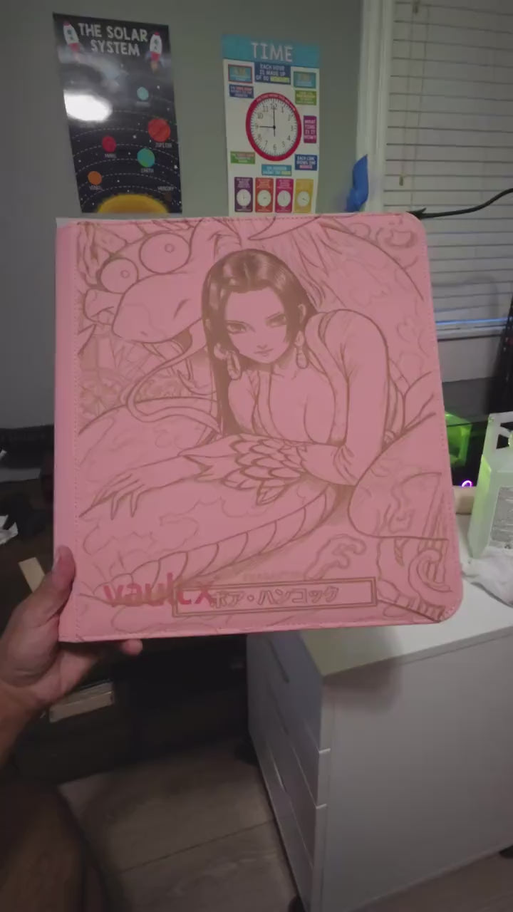 Laser Engraved Boa Hancock Binder – One Piece Inspired | Pink Vault X Trading Card Binder