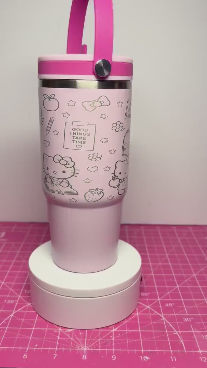Custom Engraved Kitty Tumbler, 20 oz Ashland Cup with Handle, Personalized Name